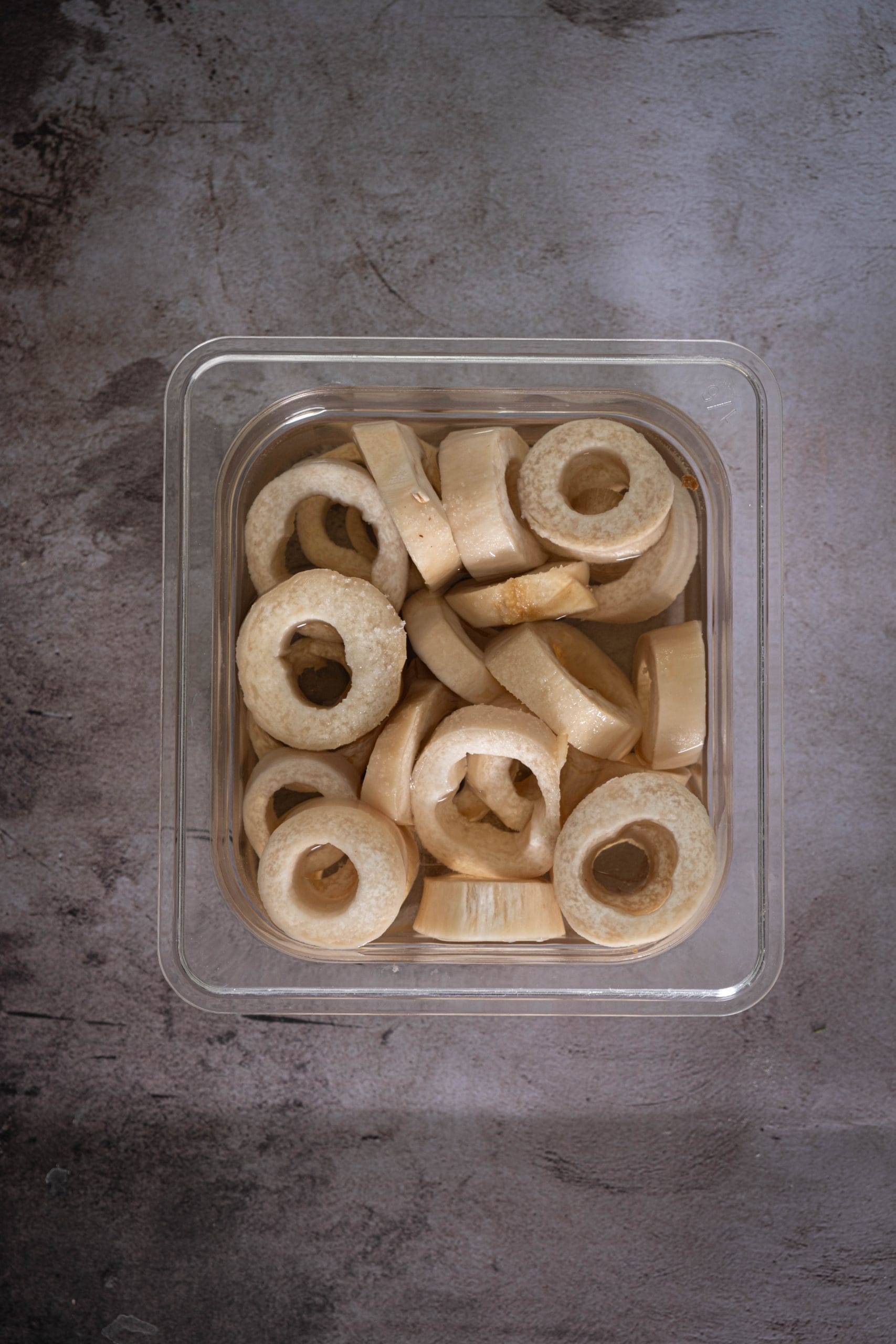 Soak the mushroom slices (with the punched-out circles) in kombu for at least 15-20 minutes