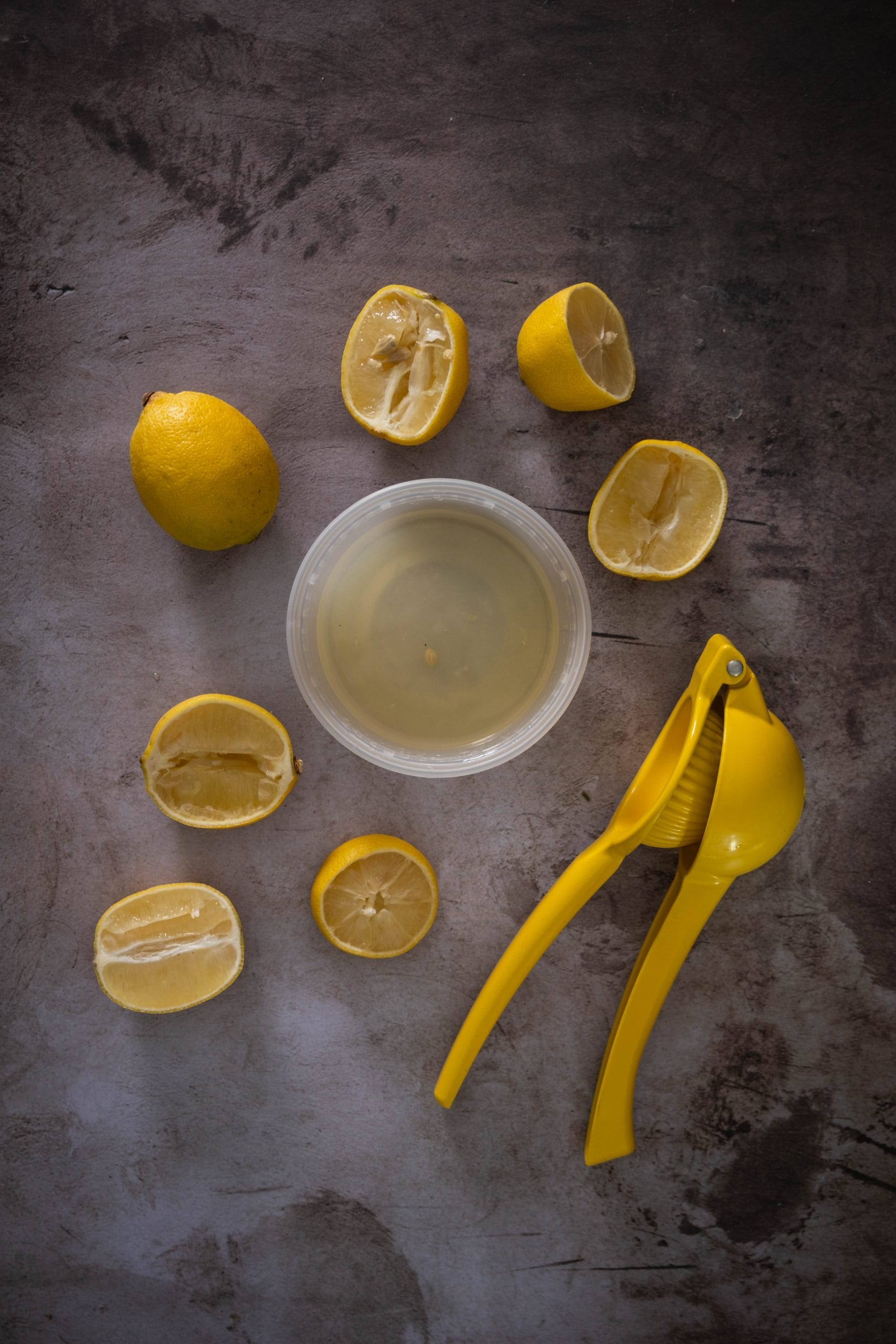 7 juiced lemons into a bowl
