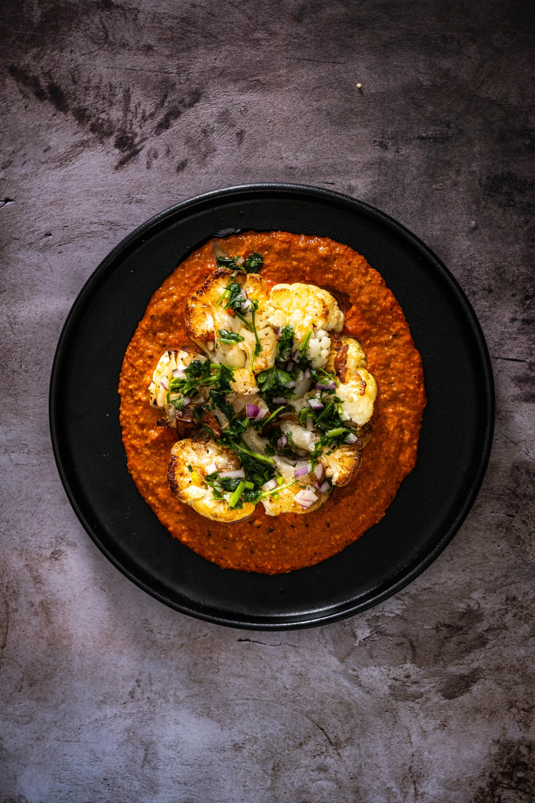 Cauliflower Steak with Romesco Sauce - Date My Dish
